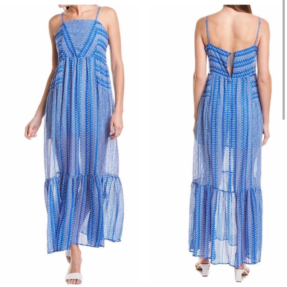 SABINA MUSAYEV Gaia‎ Midi Dress In Blue (size L) $278 MSRP
